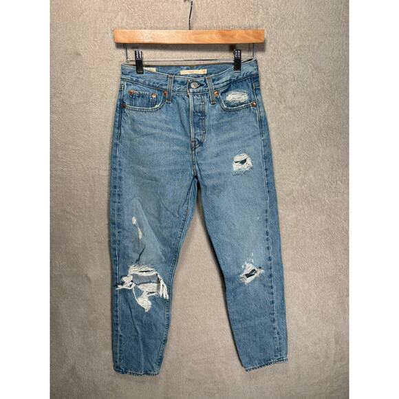 Levi's Premium Wedgie Jeans Women's Sz 25 Distressed Ripped Denim - Picture 1 of 7